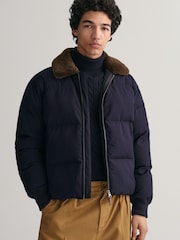 GANT Night Blue Padded Flannel Puffer Jacket - Image 1 of 5