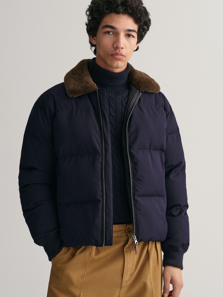 GANT Night Blue Padded Flannel Puffer Jacket - Image 1 of 5