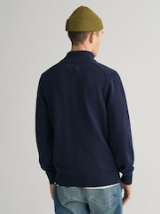 GANT Evening Blue Casual 100% Cotton Quarter Zip Jumper - Image 2 of 5