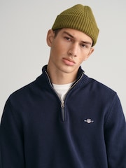 GANT Evening Blue Casual 100% Cotton Quarter Zip Jumper - Image 4 of 5