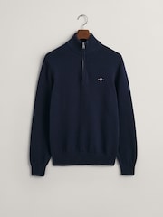 GANT Evening Blue Casual 100% Cotton Quarter Zip Jumper - Image 5 of 5