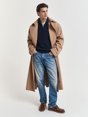GANT Navy Blue Casual Cotton Quarter Zip Jumper - Image 6 of 7