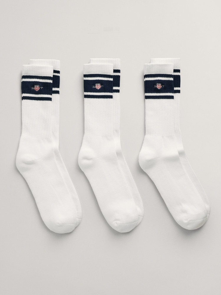 GANT White Shield Logo Sport Socks 3 Pack - Image 1 of 1