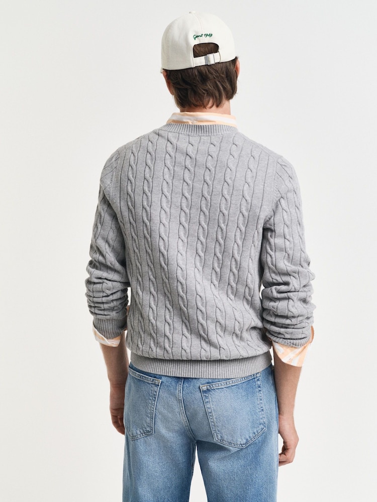 Sivi melanž - GANT Cable Crew Neck Jumper - Slika 2 iz 5 Sivi melanž - GANT Cable Crew Neck Jumper - Slika 2 iz 5