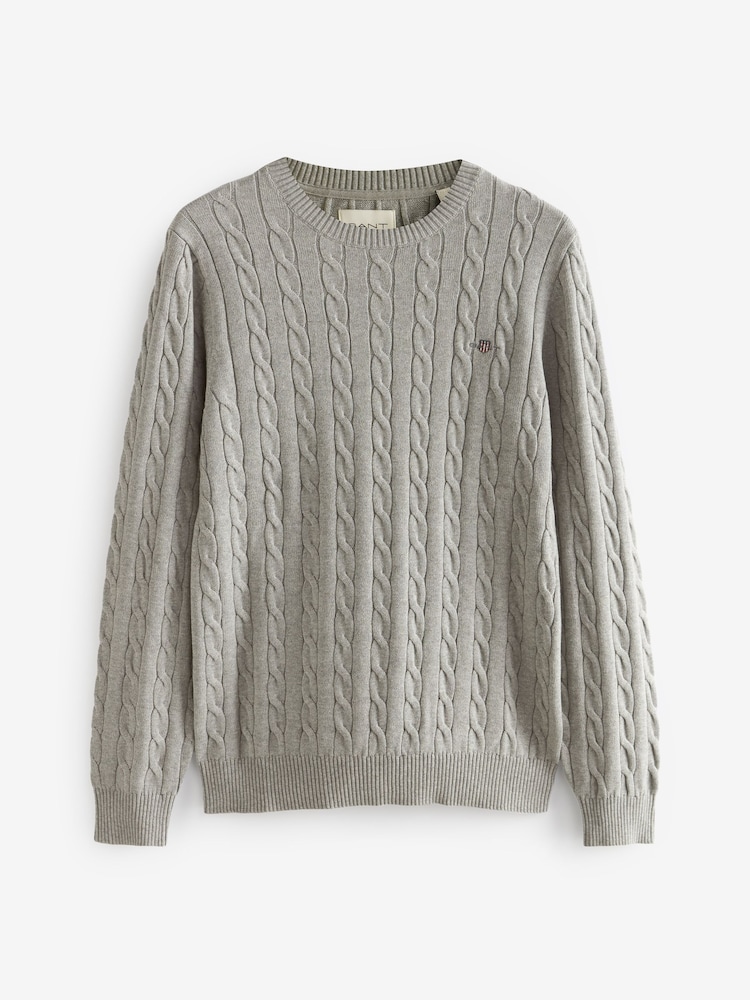 Sivi melanž - GANT Cable Crew Neck Jumper - Slika 5 iz 5 Sivi melanž - GANT Cable Crew Neck Jumper - Slika 5 iz 5