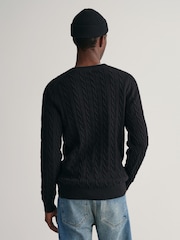 GANT Black 100% Cotton Cable Crew Neck Jumper - Image 2 of 5