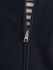 modra - GANT 100% Cotton Pique Zip pletena jopa - Slika 4 iz 4