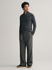 GANT Antracite Grey Melange 100% Cotton Pique Quarter Zip Jumper - Image 3 of 5