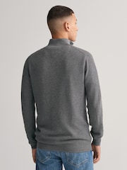 Gris oscuro melange - GANT 100% Cotton Pique Quarter Zip Jumper - Imagen 2 de 5