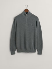 Gris oscuro melange - GANT 100% Cotton Pique Quarter Zip Jumper - Imagen 5 de 5