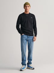 GANT Black Classic 100% Cotton V-Neck Jumper - Image 3 of 5