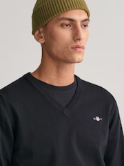 GANT Black Classic 100% Cotton V-Neck Jumper - Image 4 of 5