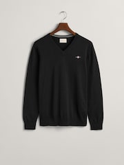 GANT Black Classic 100% Cotton V-Neck Jumper - Image 5 of 5