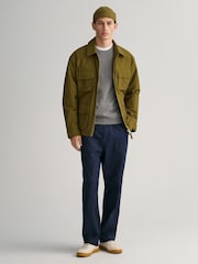 GANT Dark Grey Melange Classic 100% Cotton Crew Neck Jumper - Image 3 of 5