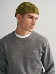 GANT Dark Grey Melange Classic 100% Cotton Crew Neck Jumper - Image 4 of 5