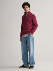 GANT Plumped Red Casual Cotton Half Zip Jumper - Image 3 of 6