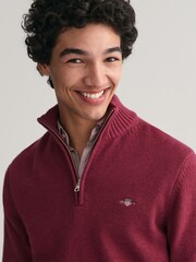 GANT Plumped Red Casual Cotton Half Zip Jumper - Image 4 of 6