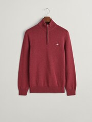GANT Plumped Red Casual Cotton Half Zip Jumper - Image 5 of 6