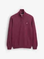 GANT Plumped Red Casual Cotton Half Zip Jumper - Image 6 of 6