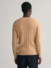 GANT Khaki Green 100% Cotton Cable Crew Neck Jumper - Image 2 of 5