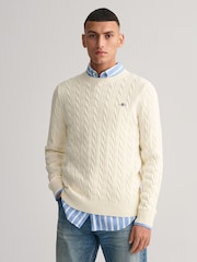 Кремовий - GANT 100% Cotton Cable круглий віріз джемпери - Image 1 of 1
