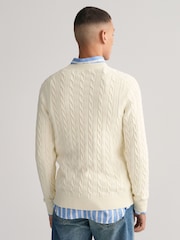 GANT Cream 100% Cotton Cable Crew Neck Jumper - Image 2 of 5