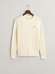 GANT Cream 100% Cotton Cable Crew Neck Jumper - Image 5 of 5