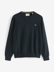 GANT Evening Blue Classic 100% Cotton Crew Neck Jumper - Image 5 of 5