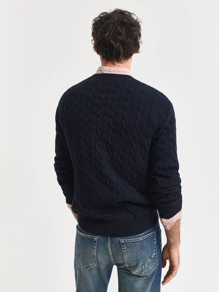 Večerna modra - GANT Cable Crew Neck Jumper - Slika 2 iz 5 Večerna modra - GANT Cable Crew Neck Jumper - Slika 2 iz 5