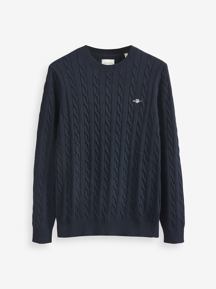 Večerna modra - GANT Cable Crew Neck Jumper - Slika 5 iz 5 Večerna modra - GANT Cable Crew Neck Jumper - Slika 5 iz 5