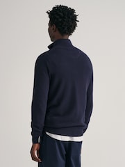 Azul noche - GANT 100% Cotton Pique Quarter Zip Jumper - Imagen 2 de 5
