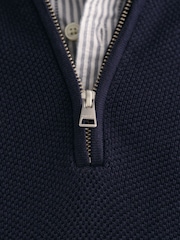 Azul noche - GANT 100% Cotton Pique Quarter Zip Jumper - Imagen 5 de 5