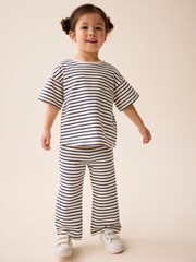črna/bela - kratek rokav; s kratkimi rokavi majica and v širokem kroju; s širokimi hlačnicami hlače Set (3mesecev-7yrs) - Slika 2 iz 8