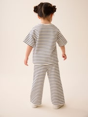črna/bela - kratek rokav; s kratkimi rokavi majica and v širokem kroju; s širokimi hlačnicami hlače Set (3mesecev-7yrs) - Slika 3 iz 8