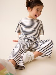 črna/bela - kratek rokav; s kratkimi rokavi majica and v širokem kroju; s širokimi hlačnicami hlače Set (3mesecev-7yrs) - Slika 4 iz 8