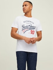 JACK & JONES Blue 3 Pack Short Sleeve Printed T-Shirts - Image 2 of 9