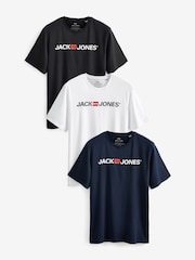 JACK & JONES White Multipack Logo T-Shirts 3 Pack - Image 1 of 12