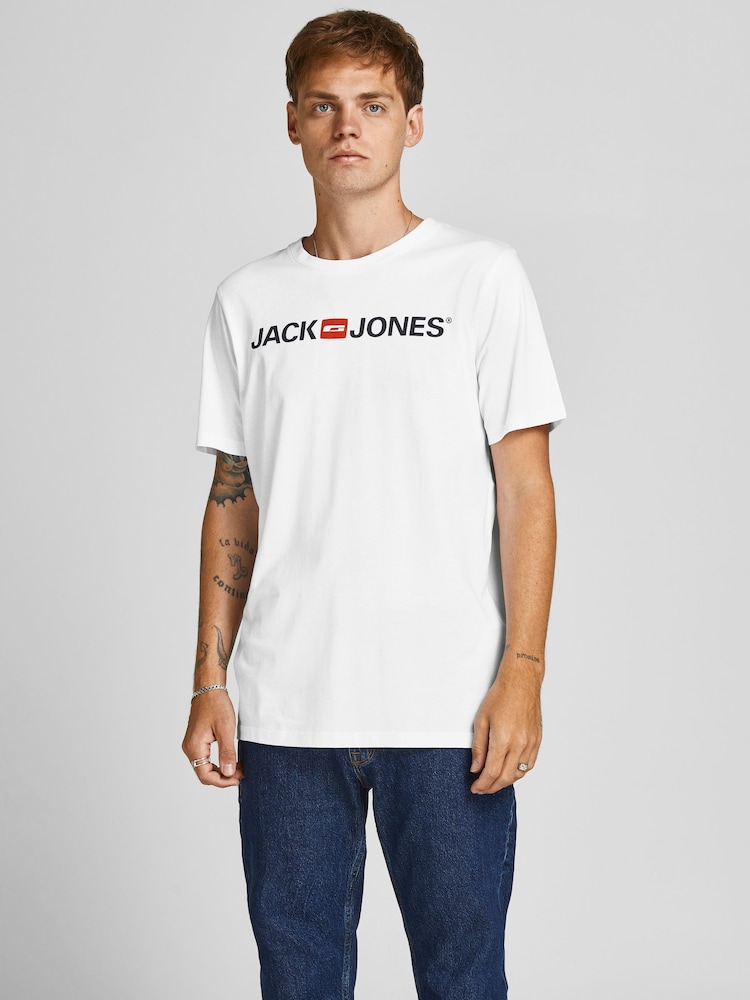 JACK & JONES White Multipack Logo T-Shirts 3 Pack - Image 2 of 12
