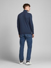 JACK & JONES Blue 1/4 Zip Up Knitted Jumper - Image 3 of 5