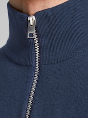 JACK & JONES Blue 1/4 Zip Up Knitted Jumper - Image 5 of 5