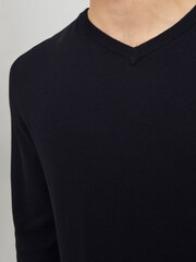 JACK & JONES Black V-Neck Knitted Jumper - Image 3 of 4
