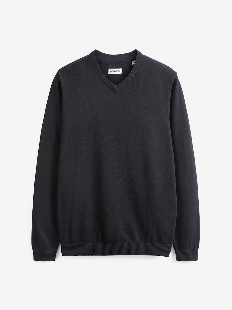 JACK & JONES Black V-Neck Knitted Jumper - Image 4 of 4