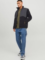 JACK & JONES Black Hybrid Tech Fleece Zip Up Jacket - Image 3 of 5