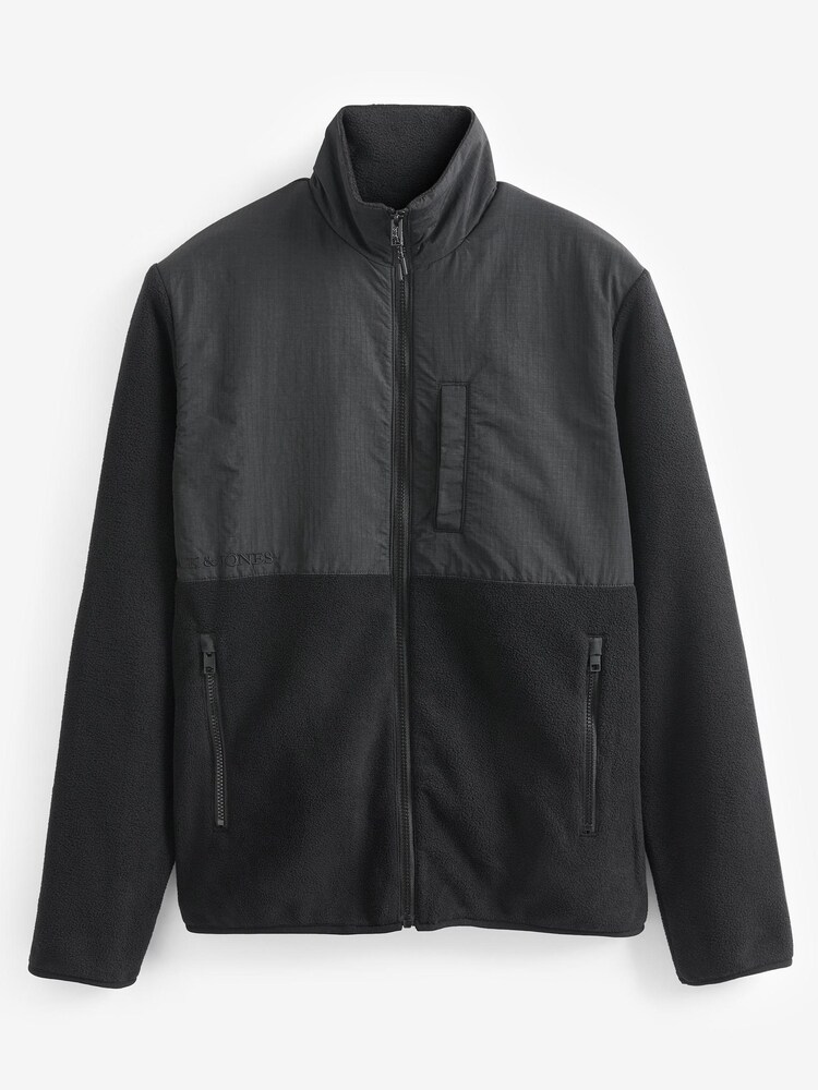 JACK & JONES Black Hybrid Tech Fleece Zip Up Jacket - Image 5 of 5