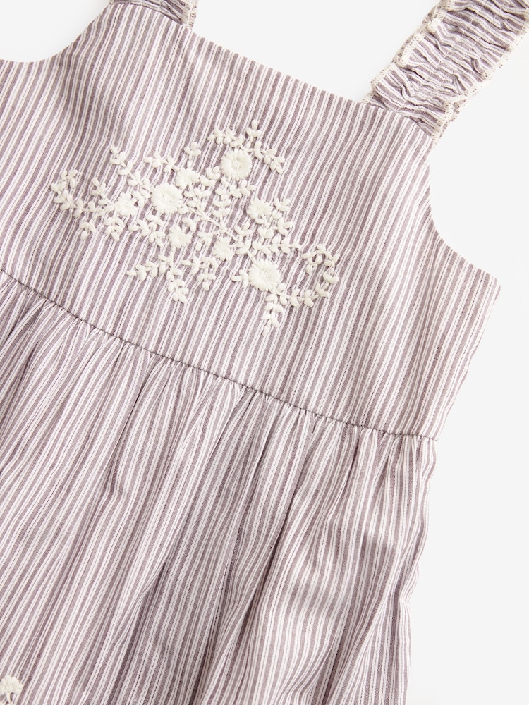 Charcoal Grey Stripe Embroidered Maxi Dress (3-16yrs) - Image 7 of 7