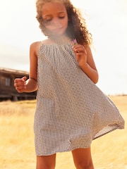 Black/White Gingham 100% Cotton Strappy Sundress (3-16yrs) - Image 2 of 8