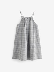 Black/White Gingham 100% Cotton Strappy Sundress (3-16yrs) - Image 6 of 8