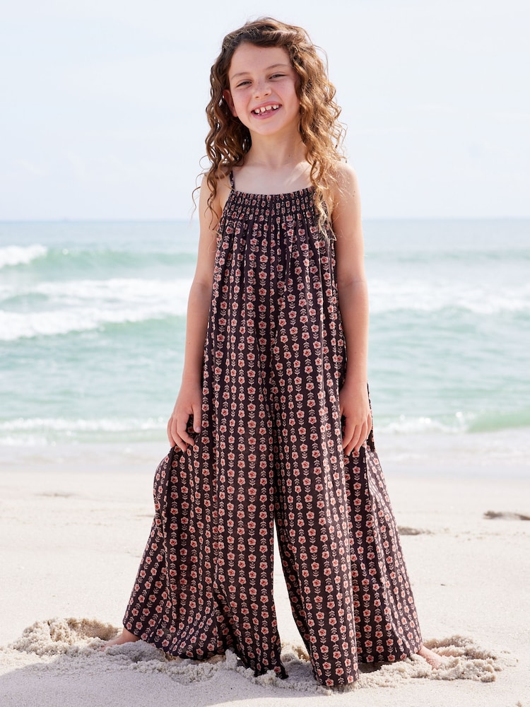 Black Printed Wide Leg Jumpsuit (3-16yrs) - Image 1 of 8