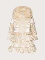 Monsoon Natural Metallic Ruffle Tiered Padded Coat - Image 3 of 4
