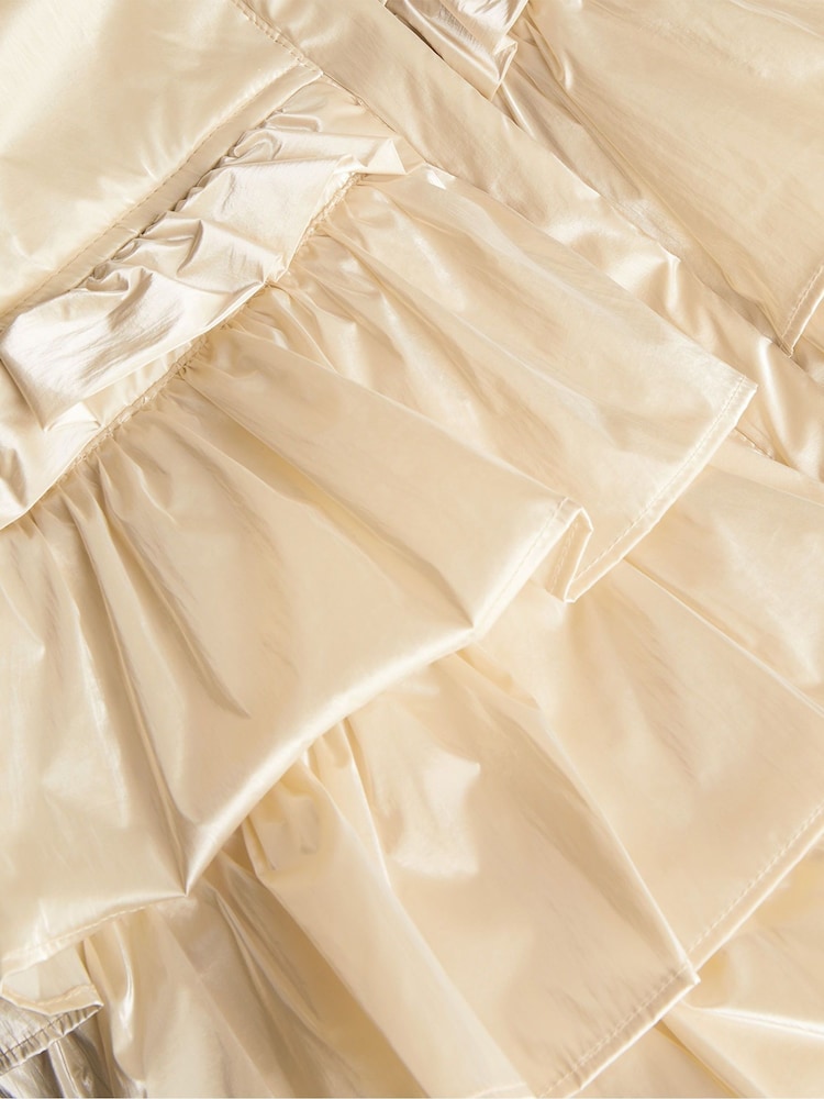 Monsoon Natural Metallic Ruffle Tiered Padded Coat - Image 4 of 4